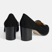 Luca Grossi Kadın Siyah Metal Aksesuarlı Süet Topuklu Loafer