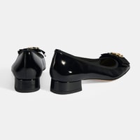 Luca Grossi Kadın Siyah Metal Aksesuarlı Rugan Babet