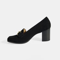 Luca Grossi Kadın Siyah Metal Aksesuarlı Süet Topuklu Loafer