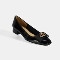 Luca Grossi Kadın Siyah Metal Aksesuarlı Rugan Babet