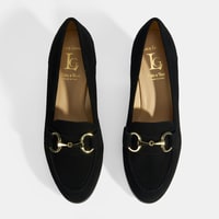 Luca Grossi Kadın Siyah Metal Aksesuarlı Süet Topuklu Loafer
