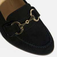 Luca Grossi Kadın Siyah Metal Aksesuarlı Süet Topuklu Loafer