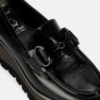 Luca Grossi Kadın Siyah Toka Detaylı Dolgu Topuklu Rugan Loafer