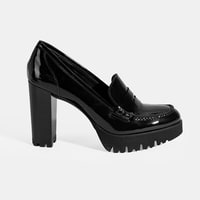 Luca Grossi Kadın Siyah Topuklu Rugan Klasik Ayakkabı