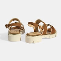 Luca Grossi Kadın Taba Ayarlanabilir Toka Aksesuarlı Süet Sandalet