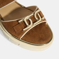 Luca Grossi Kadın Taba Ayarlanabilir Toka Aksesuarlı Süet Sandalet