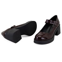 Luisa Bordo Kadın Topuklu Mary Jane Deri Klasik Ayakkabı
