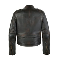 Meline Kahve Kadın Deri Biker Ceket