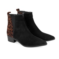 Mena Siyah Kadın Leopar Baskılı Deri Bot