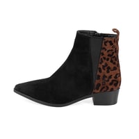 Mena Siyah Kadın Leopar Baskılı Deri Bot