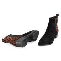 Mena Siyah Kadın Leopar Baskılı Deri Bot