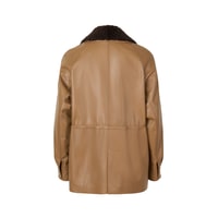 Mileni Açık Kahve Kadın Kürk Yakalı Kaban