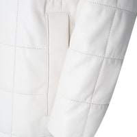 Mita Krem Kadın Kapüşonlu Deri Puffer Kaban