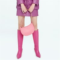 Mor Kadın Deri Etek