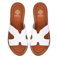 Nell Beyaz Kadın Deri Terlik