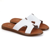 Nell Beyaz Kadın Deri Terlik