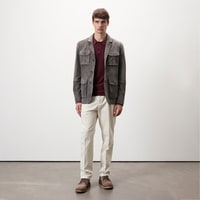 Nicolie Gri Erkek Süet Safari Ceket