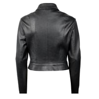 Ninfe Vintage Siyah Kadın Streç Deri Ceket