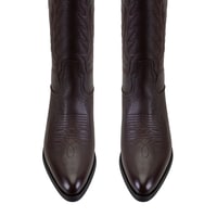 Noa Kahve Kadın Desenli Deri Kovboy Çizmesi