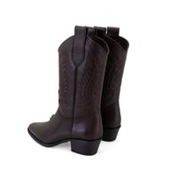 Noa Kahve Kadın Desenli Deri Kovboy Çizmesi