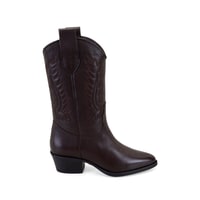 Noa Kahve Kadın Desenli Deri Kovboy Çizmesi