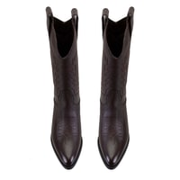 Noa Kahve Kadın Desenli Deri Kovboy Çizmesi