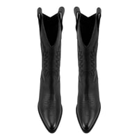 Noa Siyah Kadın Desenli Deri Kovboy Çizmesi