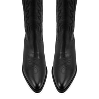 Noa Siyah Kadın Desenli Deri Kovboy Çizmesi