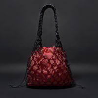 Pembe El Emeği Örgü Deri Çanta