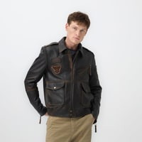 Pietto Kahve Erkek Vintage Deri Biker Ceket