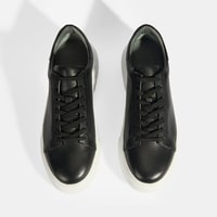 Reminya Siyah Erkek Deri Bağcıklı Günlük Ayakkabı