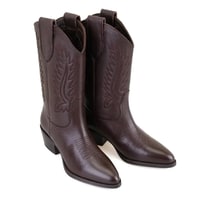 Rio Kahve Kadın Desenli Deri Kovboy Çizmesi