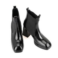 Rosemary Siyah Kadın Lastikli Topuklu Deri Bot