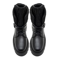 Sanda Siyah Kadın Kapitone Detaylı Deri Bot