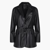 Sarafina Siyah Kadın Oversize Blazer Deri Ceket