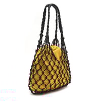 Sarı El Emeği Örgü Deri Çanta