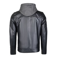 Selino Siyah Erkek Kapüşonlü Deri Mont