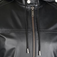 Selino Siyah Erkek Kapüşonlü Deri Mont