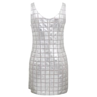 Selvaggia Gümüş Kadın Panelli Deri Elbise