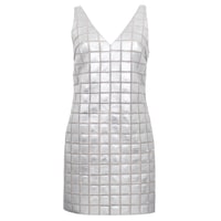 Selvaggia Gümüş Kadın Panelli Deri Elbise