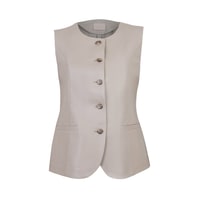 Siena Bej Kadın Deri Keten Yelek/Bluz