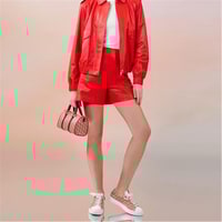 Silino Kırmızı Kadın Deri Şort