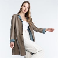 Simonetta Kadın Çift Taraflı Süet Deri Pardösü