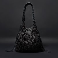 Siyah El Emeği Örgü Deri Çanta