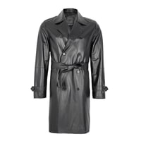 Siyah Erkek Deri Trençkot