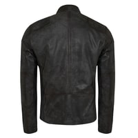 Siyah Erkek Eskitme Deri Ceket