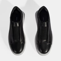 Siyah Erkek Lastik Detaylı Deri Günlük Ayakkabı