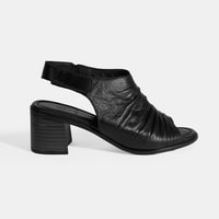 Siyah Kadın Cırt Cırtlı Deri Sandalet