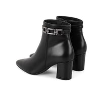 Siyah Kadın DesaComfort Toka Aksesuarlı Topuklu Deri Bot
