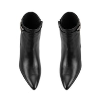 Siyah Kadın DesaComfort Toka Aksesuarlı Topuklu Deri Bot